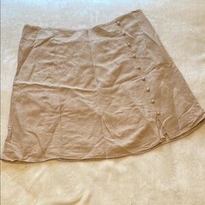 LOFT | Tan Linen Blend Button-Detail Skirt